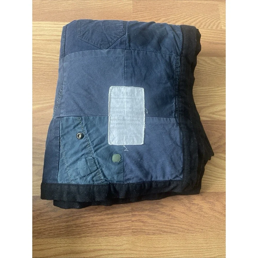 Greg Lauren Patchwork Stitch Work Canvas Cotton Throw Blanket 54” X 66”